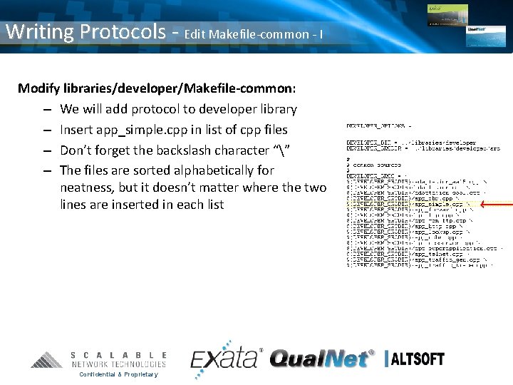 Writing Protocols - Edit Makefile-common - I Modify libraries/developer/Makefile-common: – We will add protocol