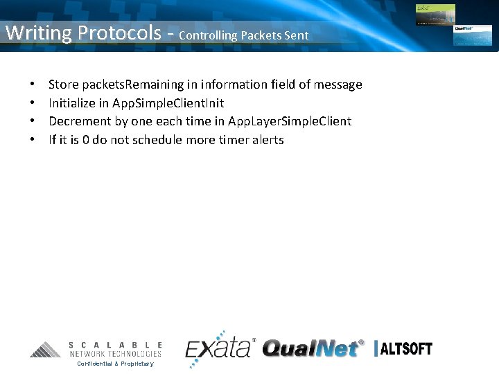 Writing Protocols - Controlling Packets Sent • • Store packets. Remaining in information field