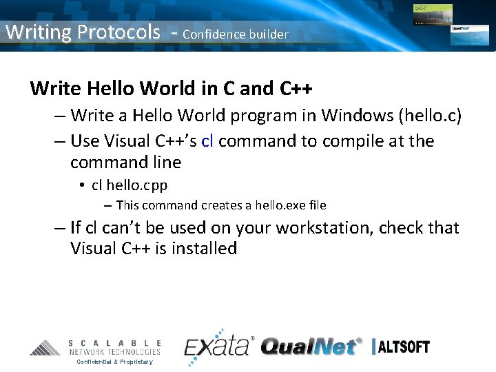 Writing Protocols - Confidence builder Write Hello World in C and C++ – Write