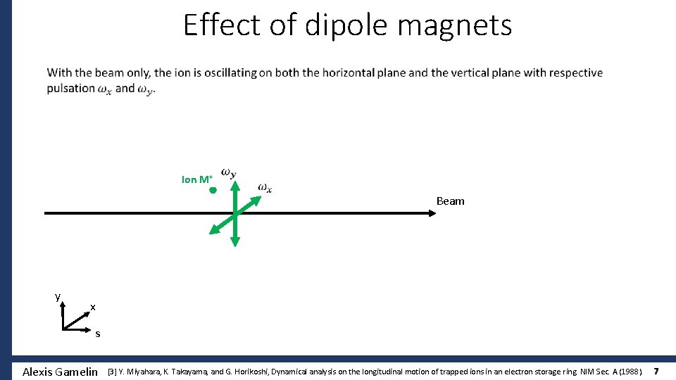 Effect of dipole magnets Ion M+ y Beam x s Alexis Gamelin [3] Y.