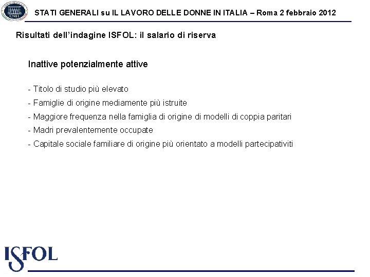 STATI GENERALI su IL LAVORO DELLE DONNE IN ITALIA – Roma 2 febbraio 2012