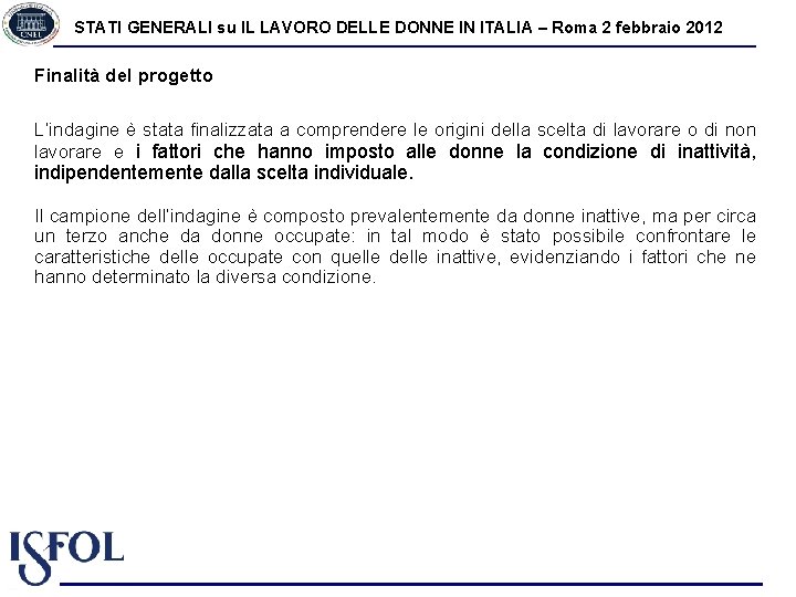 STATI GENERALI su IL LAVORO DELLE DONNE IN ITALIA – Roma 2 febbraio 2012