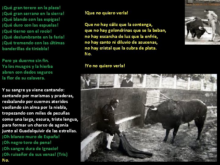 ¡Qué gran torero en la plaza! ¡Qué gran serrano en la sierra! ¡Qué blando ¡Qué gran torero en la plaza! ¡Qué gran serrano en la sierra! ¡Qué blando