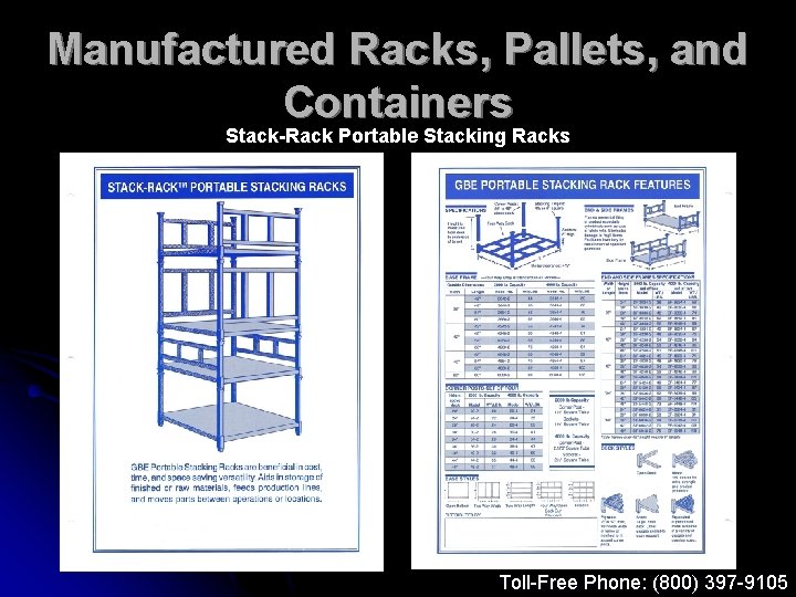 Manufactured Racks, Pallets, and Containers Stack-Rack Portable Stacking Racks Toll-Free Phone: (800) 397 -9105