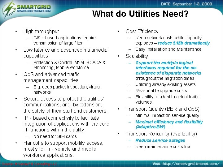 What do Utilities Need? • High throughput • – GIS‐based applications require transmission of