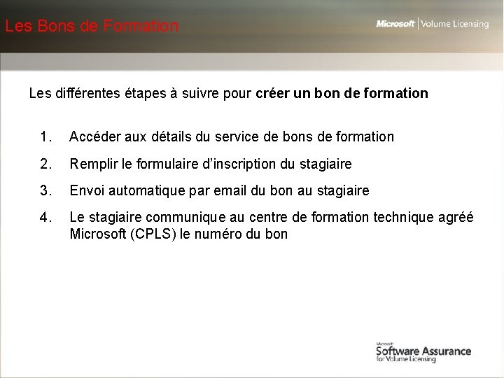 Les Bons de Formation Les différentes étapes à suivre pour créer un bon de