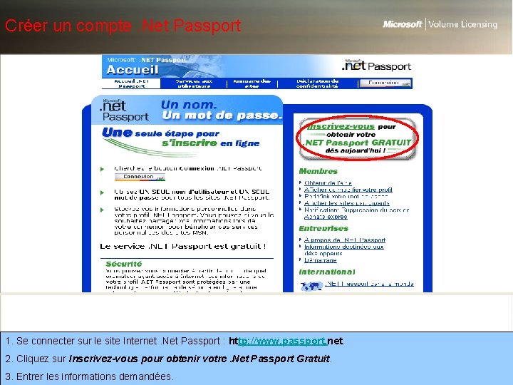 Créer un compte. Net Passport 1. Se connecter sur le site Internet. Net Passport