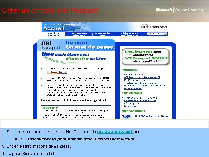 Créer un compte. Net Passport 1. Se connecter sur le site Internet. Net Passport