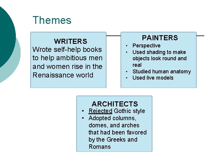 Themes WRITERS Wrote self-help books to help ambitious men and women rise in the