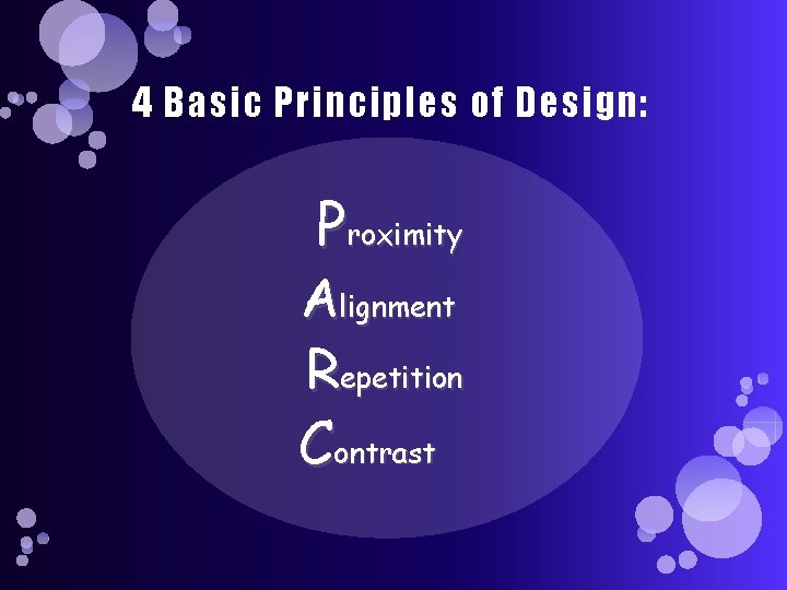4 Basic Principles of Design: Proximity Alignment Repetition Contrast 