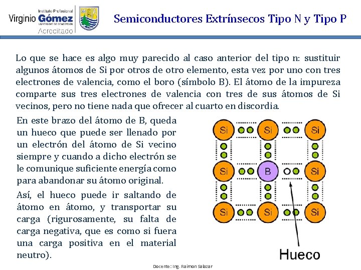 Semiconductores Extrínsecos Tipo N y Tipo P Lo que se hace es algo muy