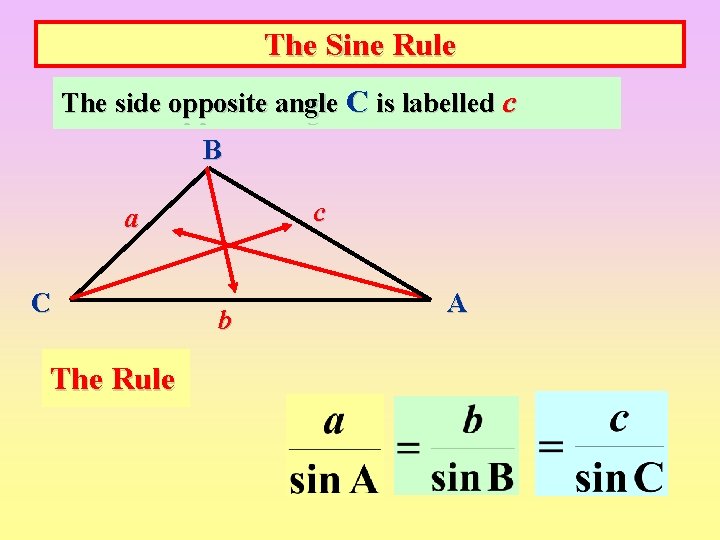 The Sine Rule The A is labelled b ca The side opposite angle C