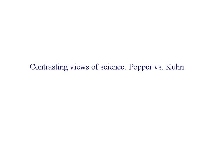 Contrasting views of science: Popper vs. Kuhn 