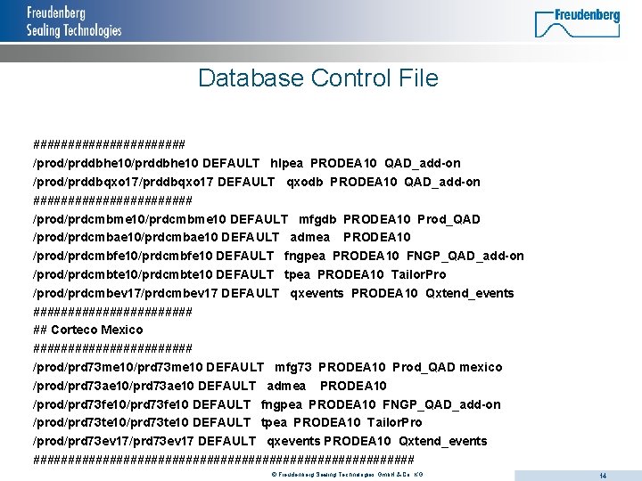 Database Control File ########### /prod/prddbhe 10 DEFAULT hlpea PRODEA 10 QAD_add-on /prod/prddbqxo 17 DEFAULT