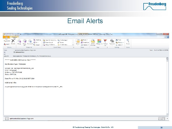 Email Alerts © Freudenberg Sealing Technologies Gmb. H & Co. KG 30 