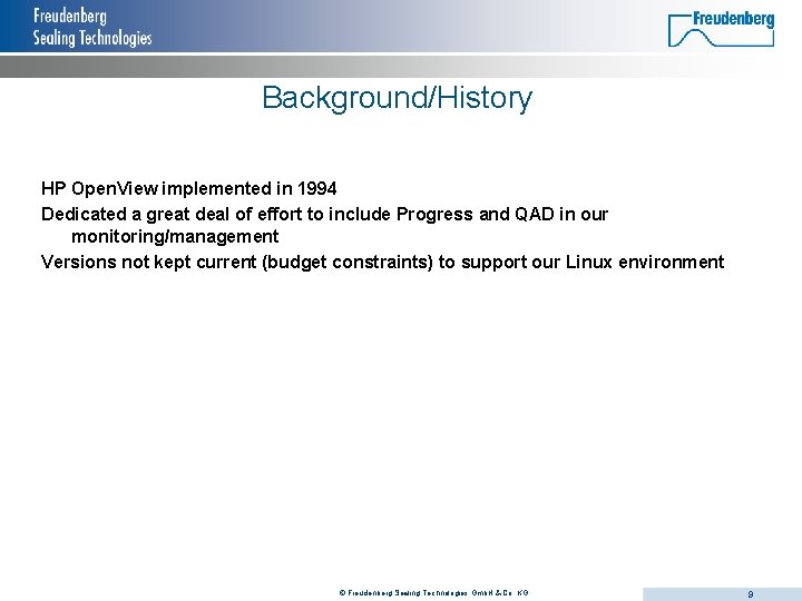 Background/History HP Open. View implemented in 1994 Dedicated a great deal of effort to