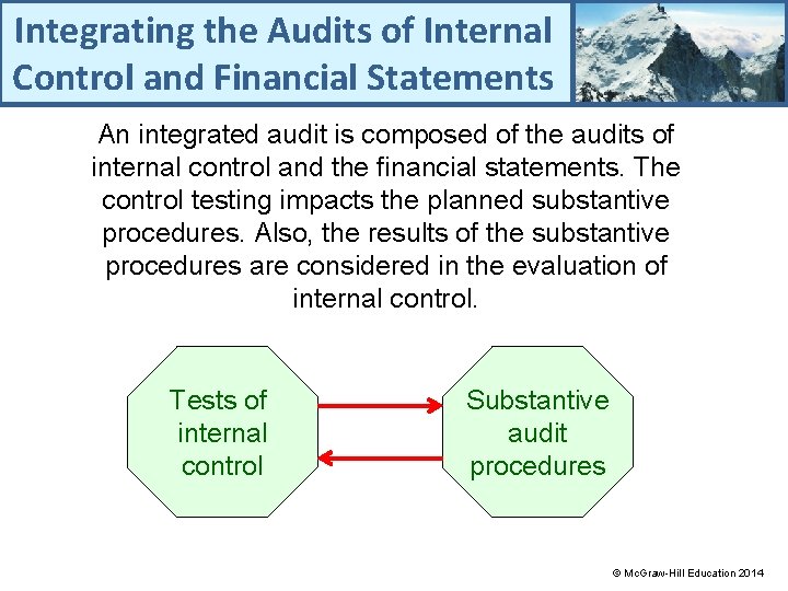 Integrating the Audits of Internal Control and Financial Statements An integrated audit is composed
