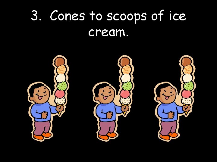 3. Cones to scoops of ice cream. 