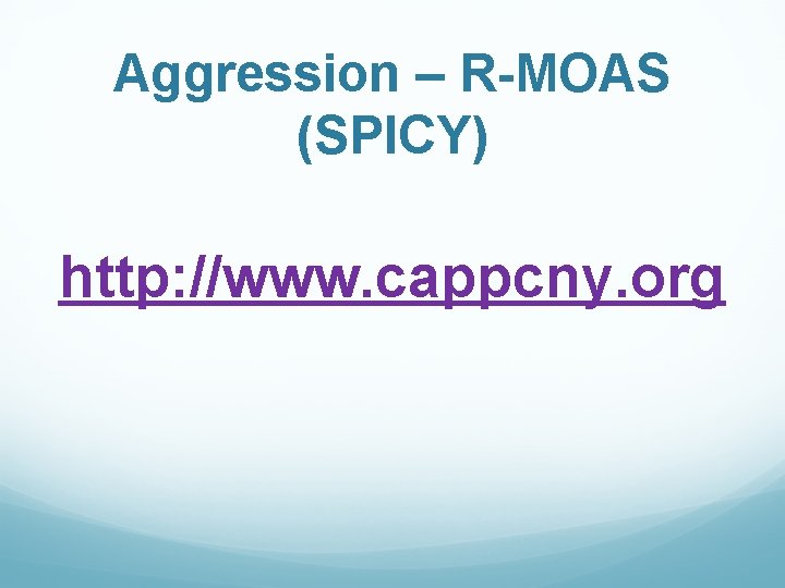 Aggression – R-MOAS (SPICY) http: //www. cappcny. org 