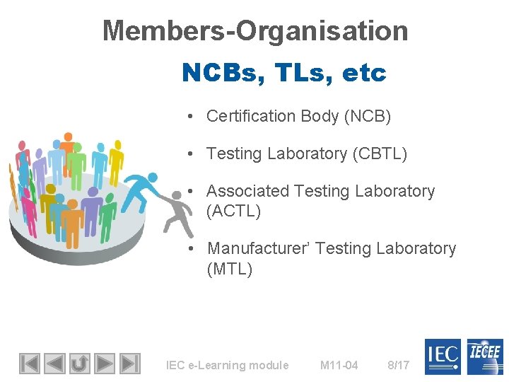 Members-Organisation NCBs, TLs, etc • Certification Body (NCB) • Testing Laboratory (CBTL) • Associated