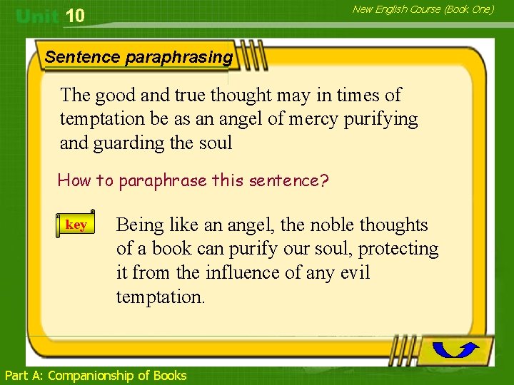 New English Course (Book One) 10 Sentence paraphrasing The good and true thought may