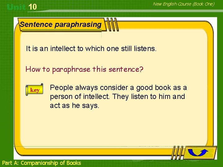 New English Course (Book One) 10 Sentence paraphrasing It is an intellect to which