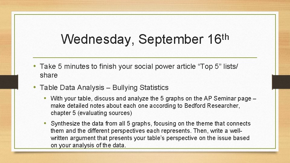 Wednesday, September th 16 • Take 5 minutes to finish your social power article