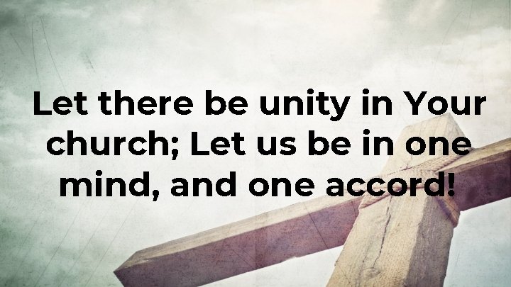Let there be unity in Your church; Let us be in one mind, and