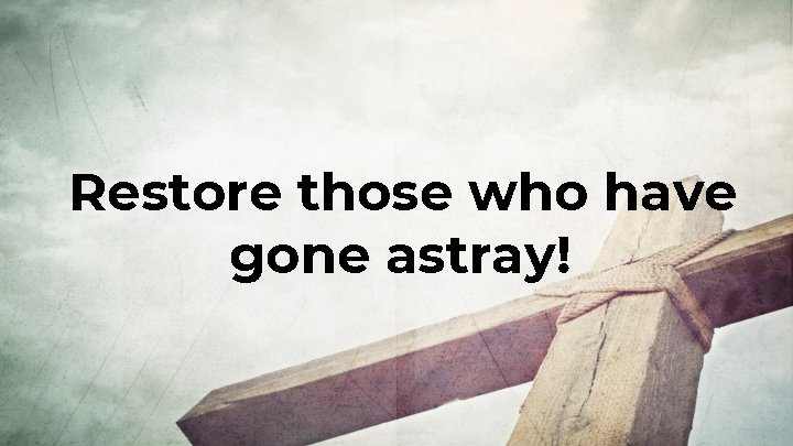 Restore those who have gone astray! 