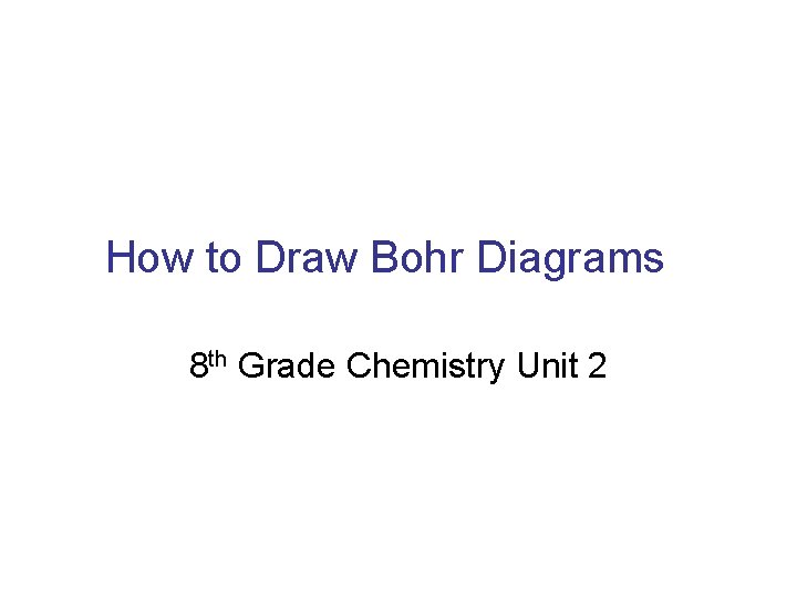 How to Draw Bohr Diagrams 8 th Grade Chemistry Unit 2 