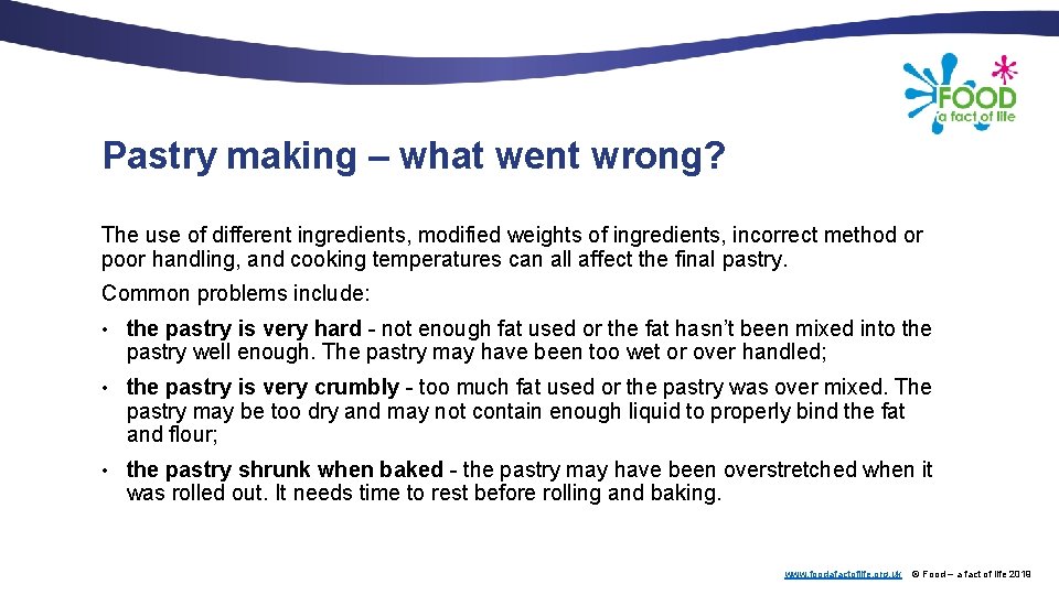 Pastry making – what went wrong? The use of different ingredients, modified weights of