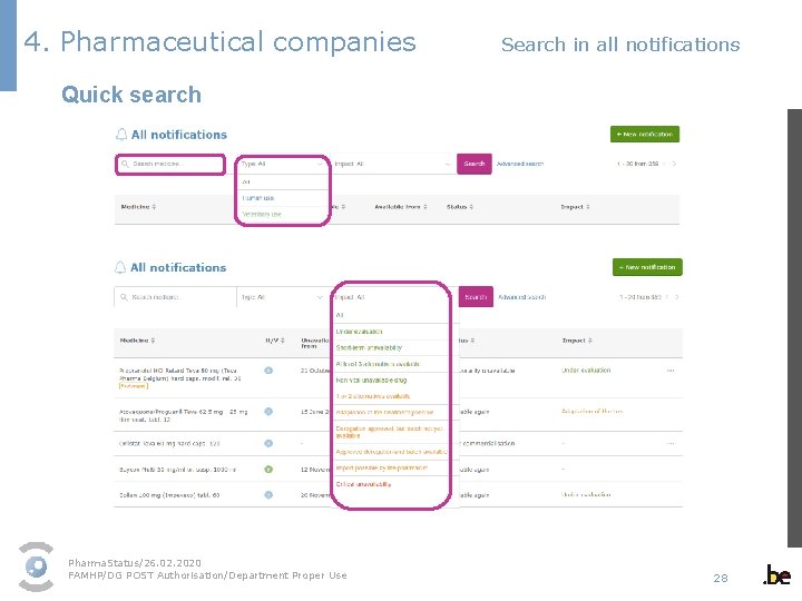 4. Pharmaceutical companies Search in all notifications Quick search Pharma. Status/26. 02. 2020 FAMHP/DG