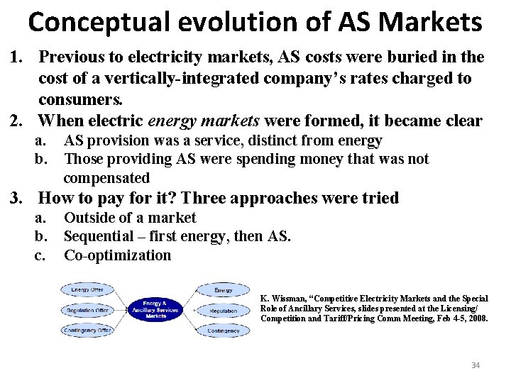 Conceptual evolution of AS Markets 1. Previous to electricity markets, AS costs were buried