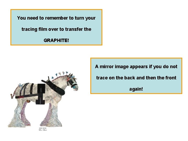 You need to remember to turn your tracing film over to transfer the GRAPHITE!