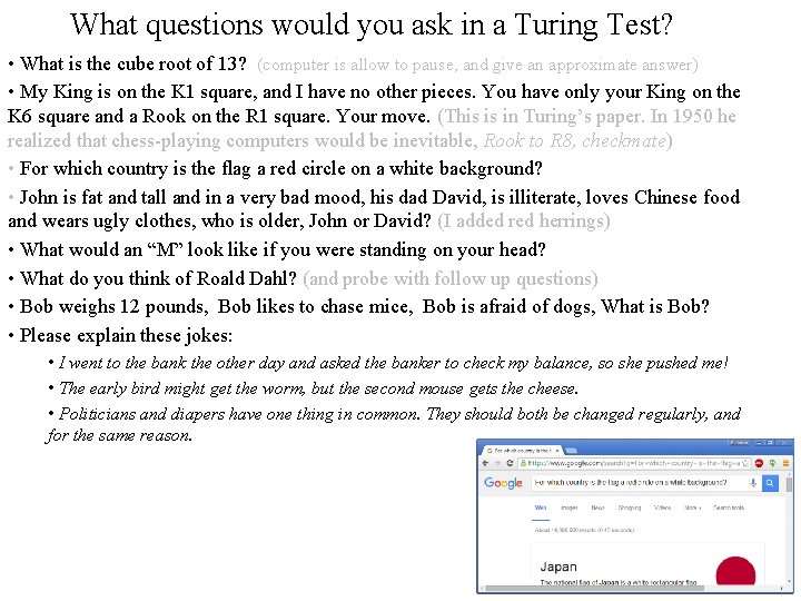 What questions would you ask in a Turing Test? • What is the cube What questions would you ask in a Turing Test? • What is the cube