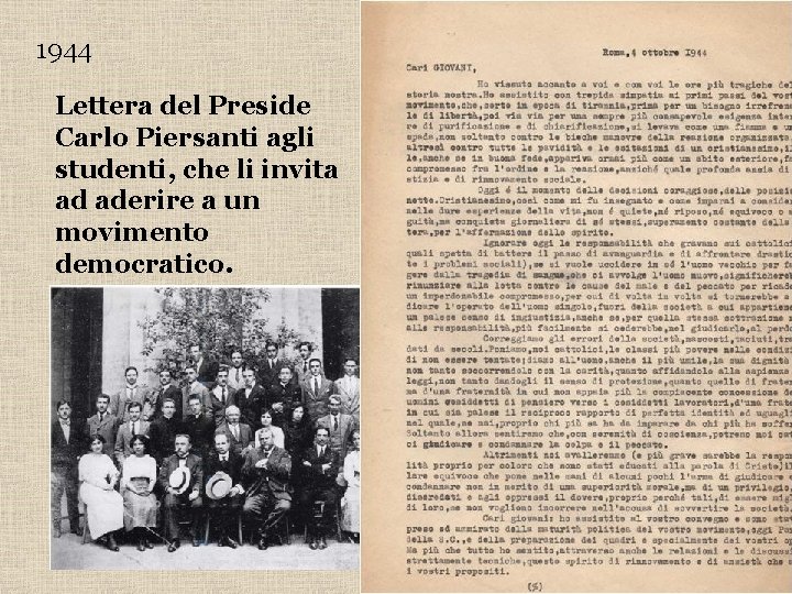 1944 Lettera del Preside Carlo Piersanti agli studenti, che li invita ad aderire a