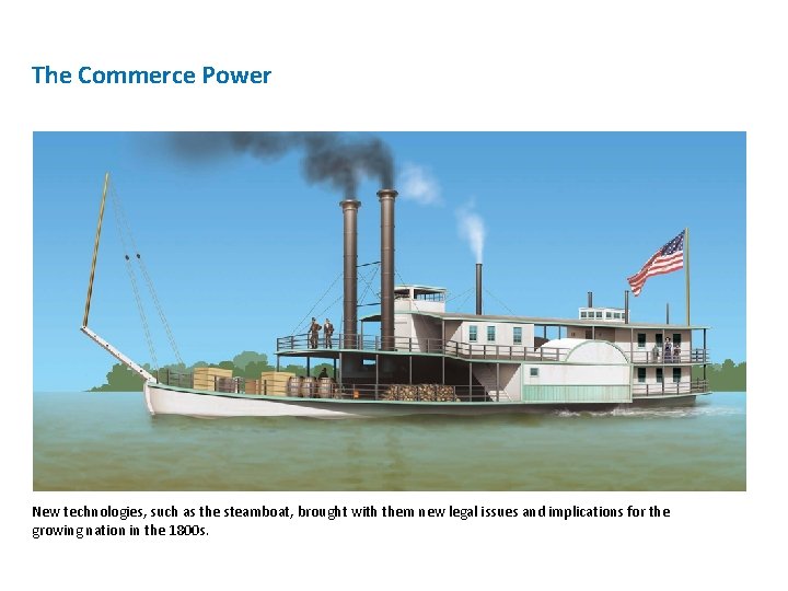 The Commerce Power New technologies, such as the steamboat, brought with them new legal