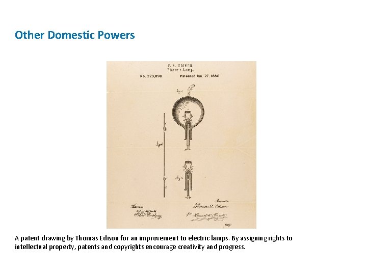 Other Domestic Powers A patent drawing by Thomas Edison for an improvement to electric