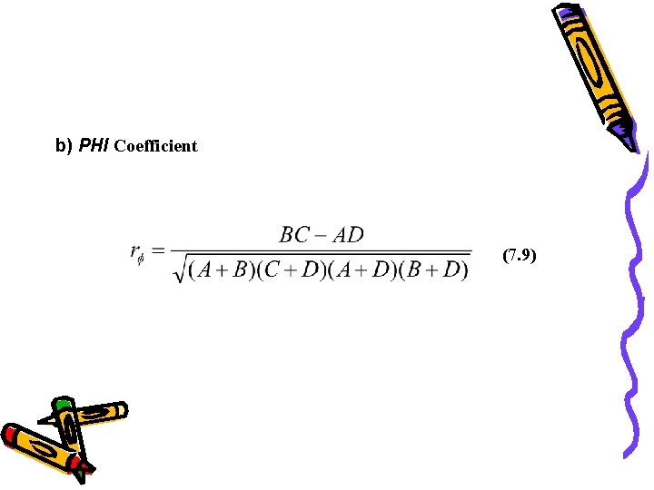 b) PHI Coefficient (7. 9) b) PHI Coefficient (7. 9)
