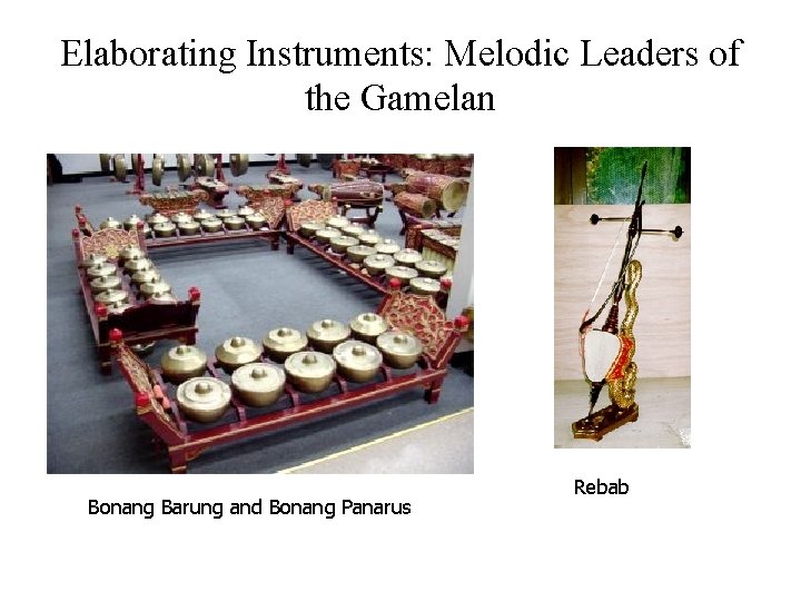 Elaborating Instruments: Melodic Leaders of the Gamelan Bonang Barung and Bonang Panarus Rebab 