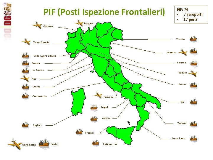 PIF (Posti Ispezione Frontalieri) Malpensa PIF: 24 • 7 aeroporti • 17 porti Bergamo