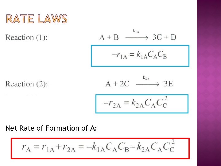 Net Rate of Formation of A: 