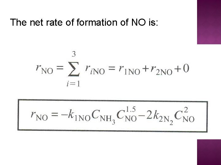 The net rate of formation of NO is: 