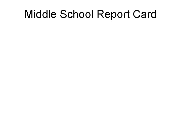 Middle School Report Card 