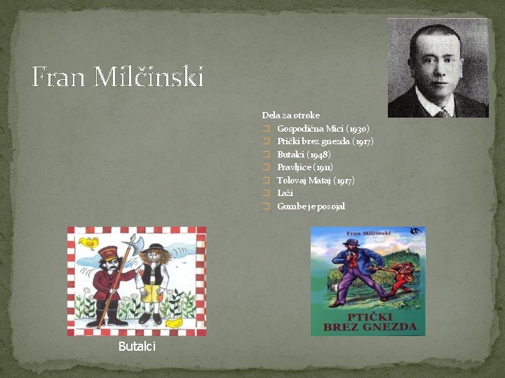 Fran Milčinski Dela za otroke � Gospodična Mici (1930) � Ptički brez gnezda (1917)