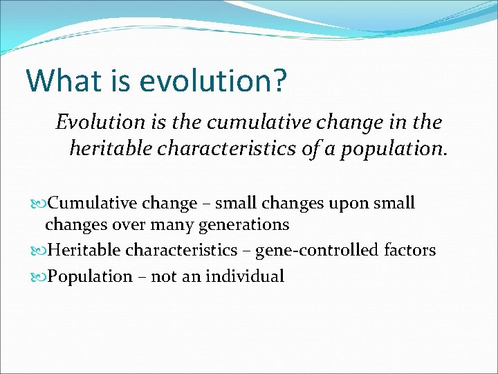 Evolution Starter What do you remember about evolution