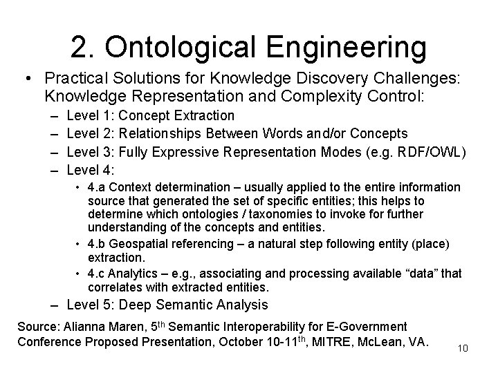 2. Ontological Engineering • Practical Solutions for Knowledge Discovery Challenges: Knowledge Representation and Complexity