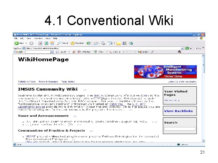 4. 1 Conventional Wiki 21 