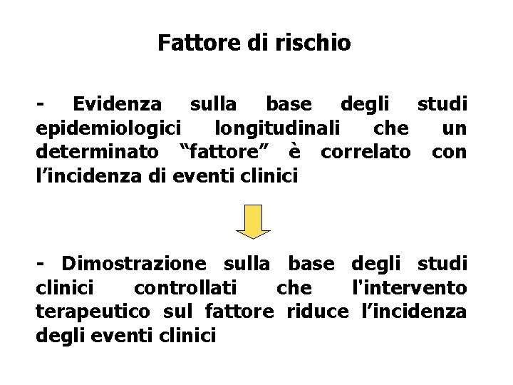 Fattore di rischio - Evidenza sulla base degli studi epidemiologici longitudinali che un determinato