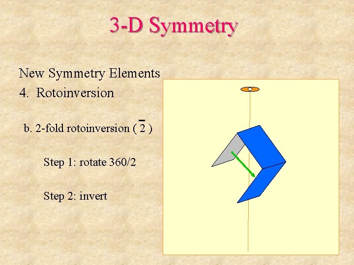 3 -D Symmetry New Symmetry Elements 4. Rotoinversion b. 2 -fold rotoinversion ( 2